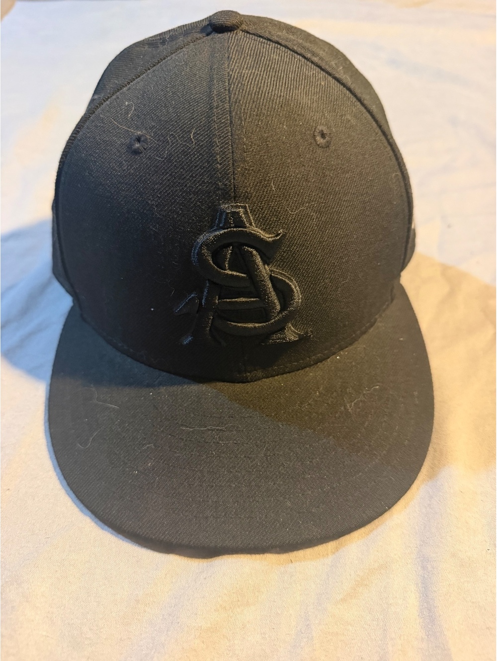 New Era 59FIFTY Black Wool Baseball Cap Size 7 1/4